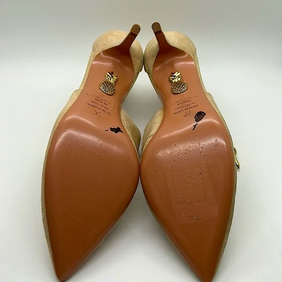 Aquazzura Firenze Beautiful Tan Suede Stiletto Heel Shoes *Sz 36/US Sz 6* 🔥🔥 - Picture 6 of 7